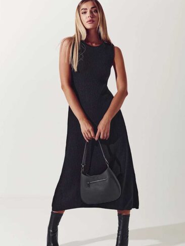 GEPUR // SLEEVELESS KNITTED MAXI DRESS, BLACK