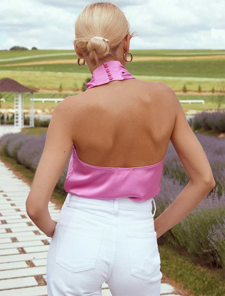 GEPUR // HALTER CRISS CROSS TOP, PINK - Image 2