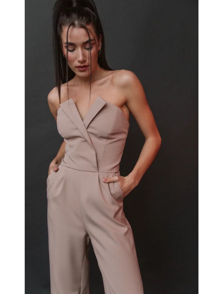 GEPUR // WOMEN'S BEIGE STRAPLESS JUMPSUIT - Image 2