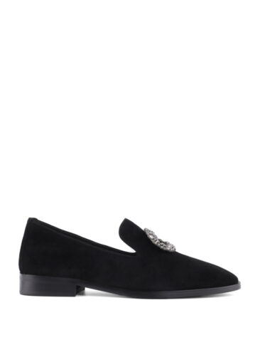ATTIZZARE // CLASSIC SUEDE LOAFERS W/ RHINESTONE BUCKLE, BLACK