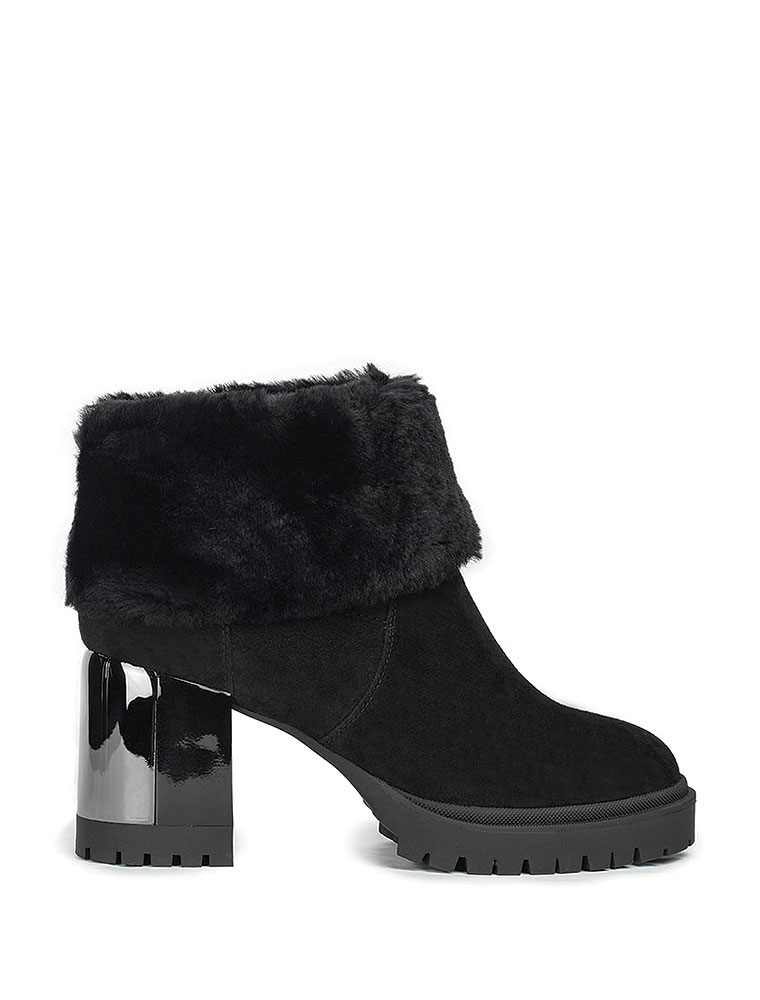 VITTO ROSSI // METALLIC CHUNKY HEEL SLIDE-IN BOOT, BLACK
