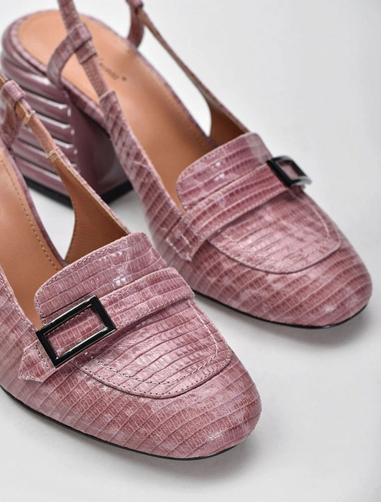 VITTO ROSSI // CHUNKY RIBBED HEEL SANDALS, ROSE - Image 2