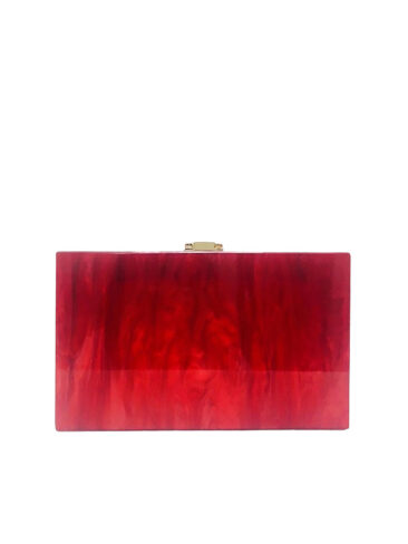 A.KOM // RECTANGULAR ACRYLIC CLUTCH BAG, RED FLAMES