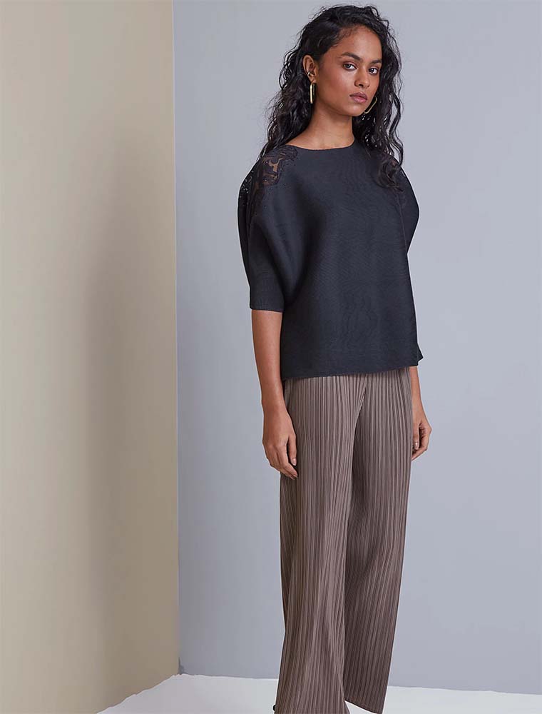 SCARLET SAGE // SIMONE LACED SHOULDER TOP, CREAM - Image 5