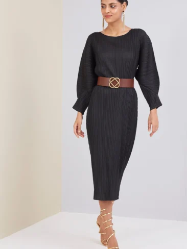 SCARLET SAGE // ELIZA BATWING STRAIGHT CUT DRESS, BLACK