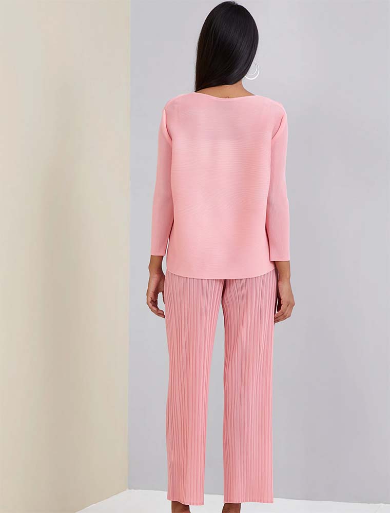 SCARLET SAGE // PLEATED CARDIGAN TOP, PINK - Image 2