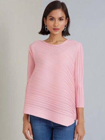 SCARLET SAGE // ASYMMETRICAL HEMLINE LOOSE TOP, PINK