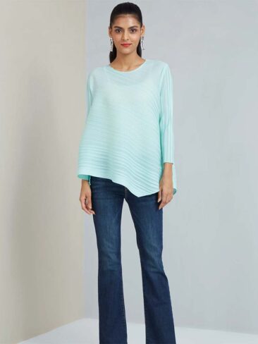 SCARLET SAGE // ASYMMETRICAL HEMLINE LOOSE TOP, AQUA