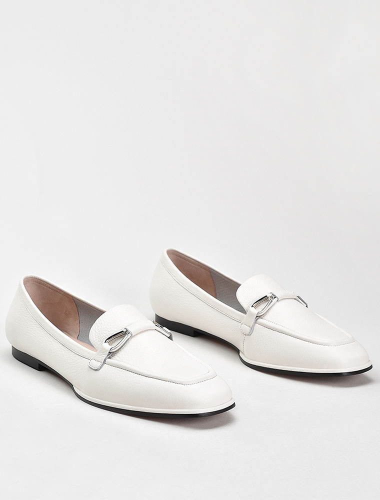 VITTO ROSSI // SQUARE TOE W/ SILVER EMBELLISHMENT LOAFER, CREAM - Image 3