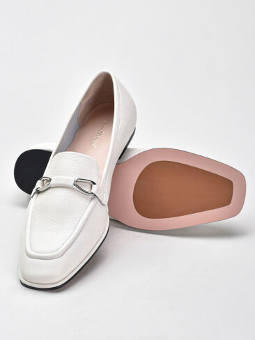 VITTO ROSSI // SQUARE TOE W/ SILVER EMBELLISHMENT LOAFER, CREAM