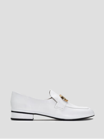 VITTO ROSSI // CD FRONT DETAIL LEATHER FLATS, WHITE