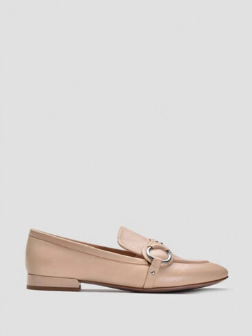 VITTO ROSSI // ALMOND TOE SILVER DETAIL LOAFER, BEIGE