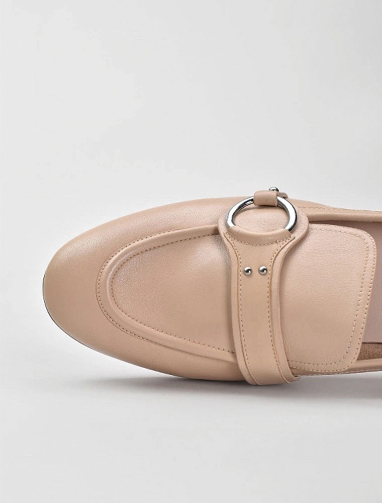VITTO ROSSI // ALMOND TOE SILVER DETAIL LOAFER, BEIGE - Image 2