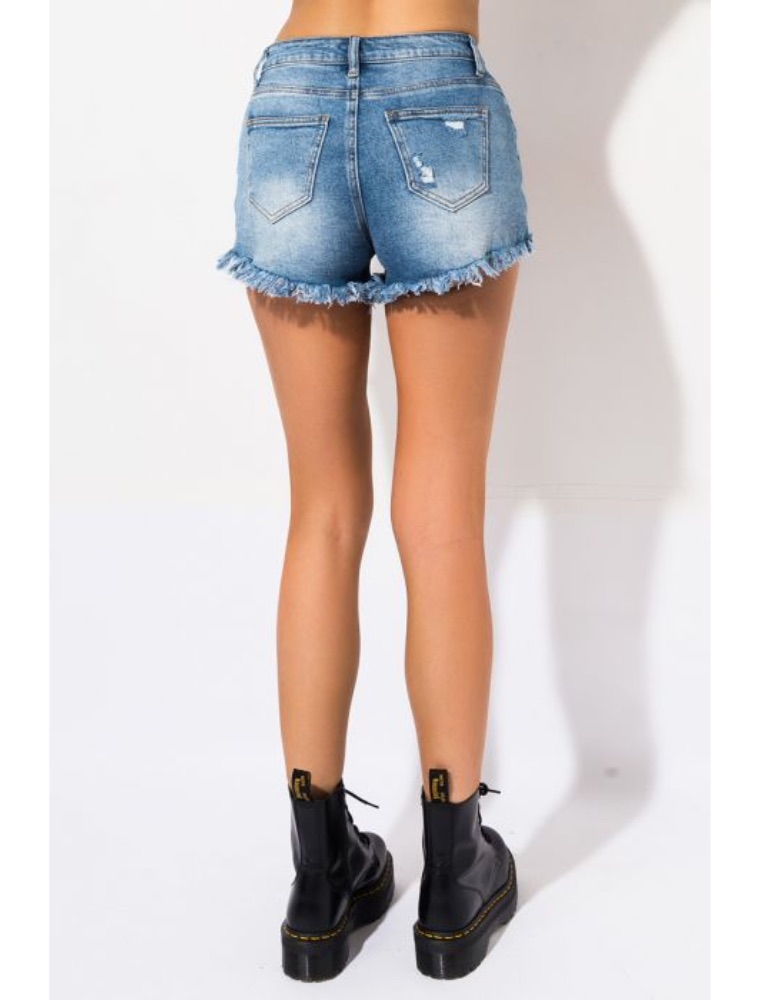 A.KOM // WOMEN'S DISTRESSED BEDAZZLED SHORTS - Image 5