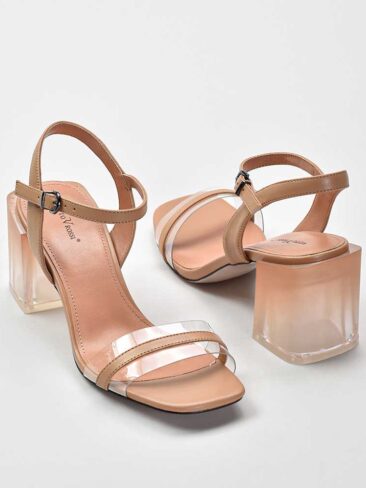 VITTO ROSSI // SMOKY BLOCK HEEL SANDALS, BEIGE