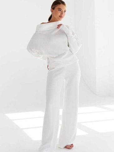 GEPUR // LOOSE OFF THE SHOULDER COMFY SUIT, WHITE