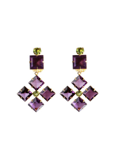 BOUNKIT // EARRINGS W/ FACETED AMETHYST AND PERIDOT