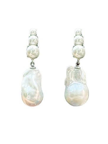 BOUNKIT // MOTHER OF PEARL EARRINGS, SILVER
