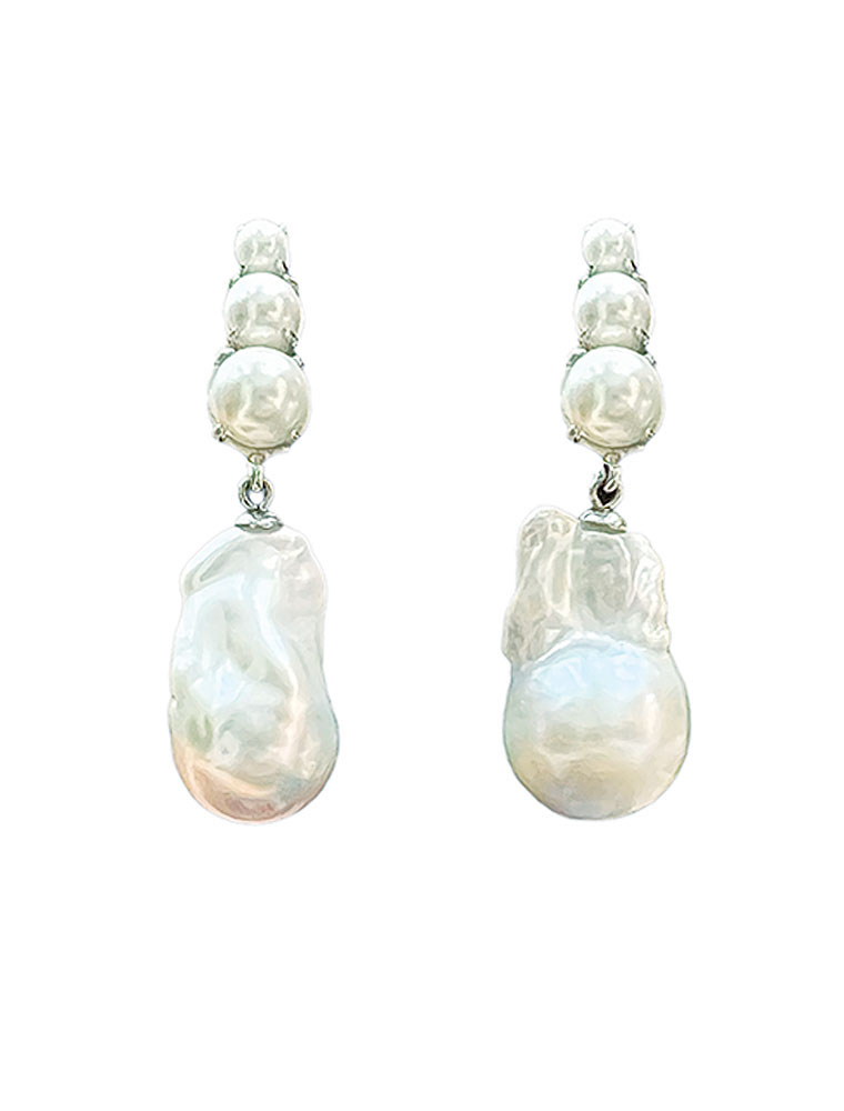 BOUNKIT // MOTHER OF PEARL EARRINGS, SILVER