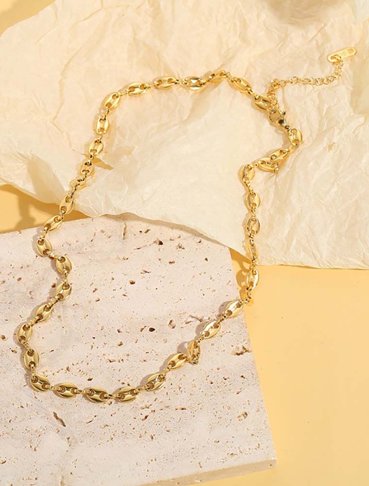 SE // SURGICAL STEEL PIGS NOSE SHAPE CHAIN NECKLACE, GOLD - Image 4