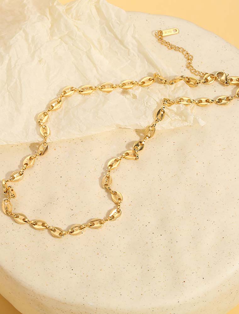 SE // SURGICAL STEEL PIGS NOSE SHAPE CHAIN NECKLACE, GOLD