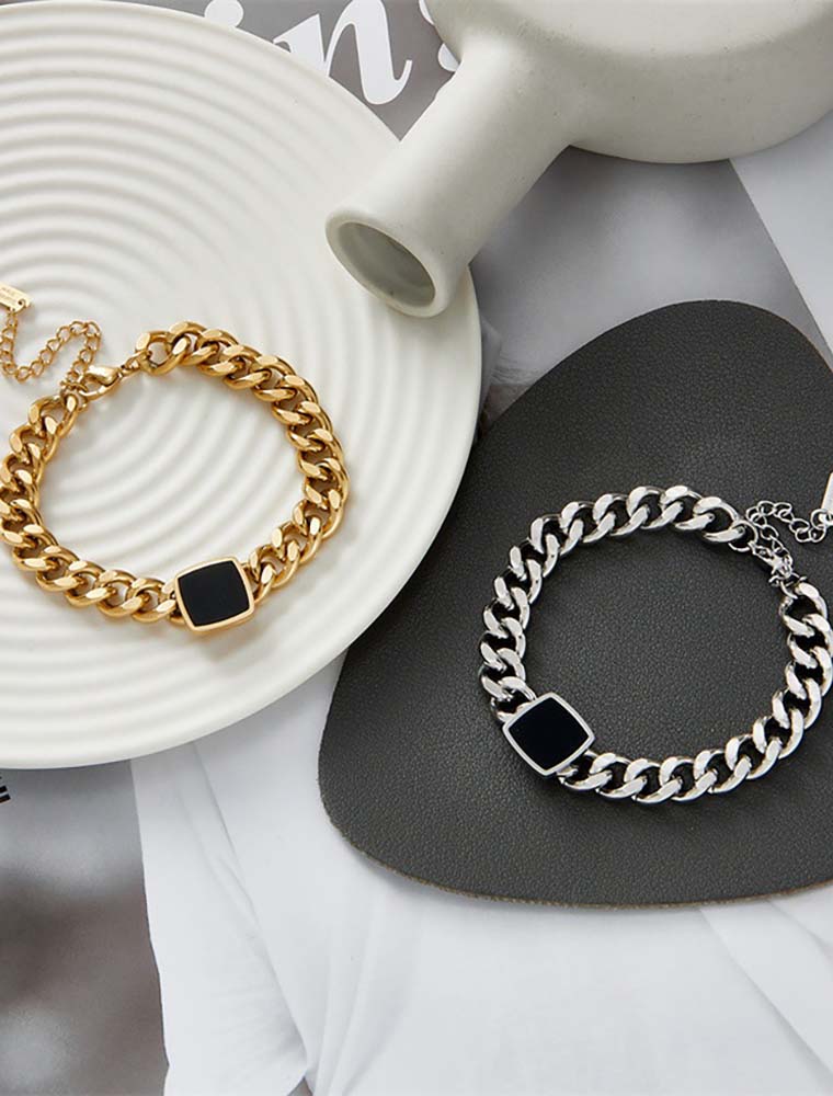 SE // SURGICAL STEEL HIP HOP THICK CHAIN BRACELET, GOLD - Image 5