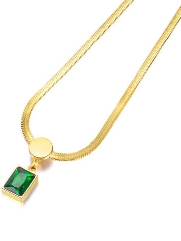 SE // SURGICAL STEEL GEOMETRIC ARTIFICIAL GEMSTONE NECKLACE, GOLD