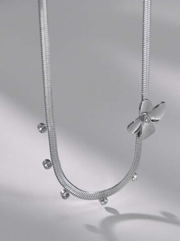 SE // SURGICAL STEEL FASHION FLOWER NECKLACE W/ INLAID ZIRCON
