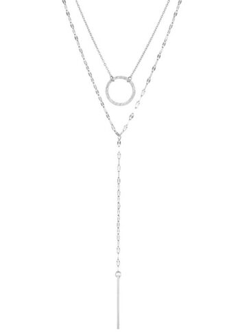 SE // SURGICAL STEEL GEOMETRIC TASSEL NECKLACE, SILVER