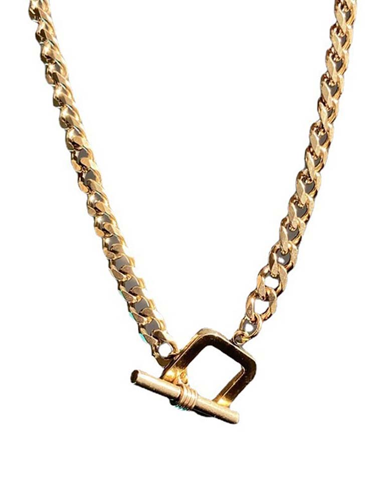 SE // SURGICAL STEEL GEOMETRIC T NECKLACE, GOLD