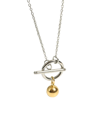 SE // SURGICAL STEEL GOLD BELL OT BUCKLE NECKLACE, SILVER