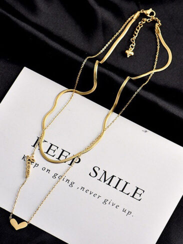 SE // TITANIUM STEEL DOUBLE LAYER LOVE NECKLACE, GOLD