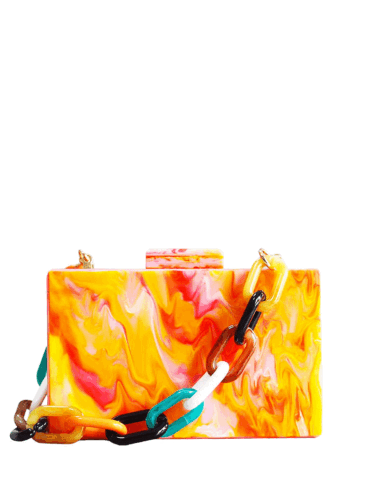 A.KOM // RECTANGULAR ACRYLIC CLUTCH BAG, FLAME ORANGE