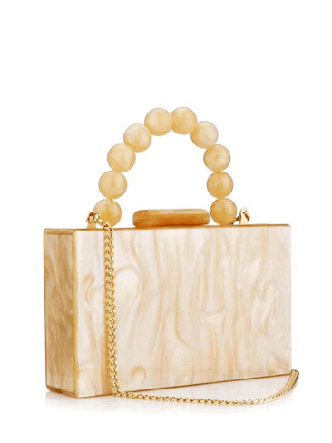 A.KOM // RECTANGULAR ACRYLIC CLUTCH BAG W/ HANDLE, CREAM