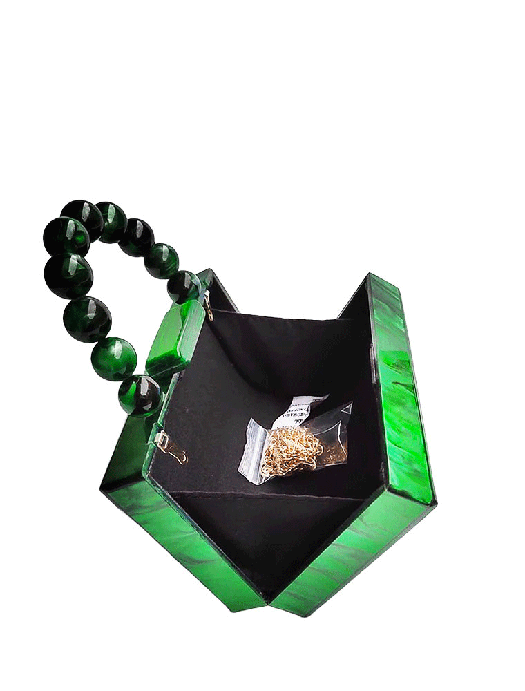 A.KOM // RECTANGULAR GEOMETRIC ACRYLIC CLUTCH BAG, GREEN - Image 2