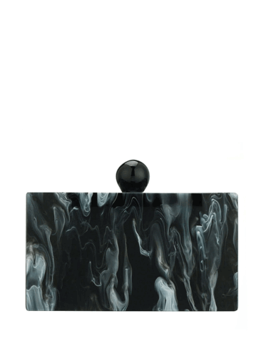 A.KOM // RECTANGULAR ACRYLIC CLUTCH BAG, MARBLED BLACK