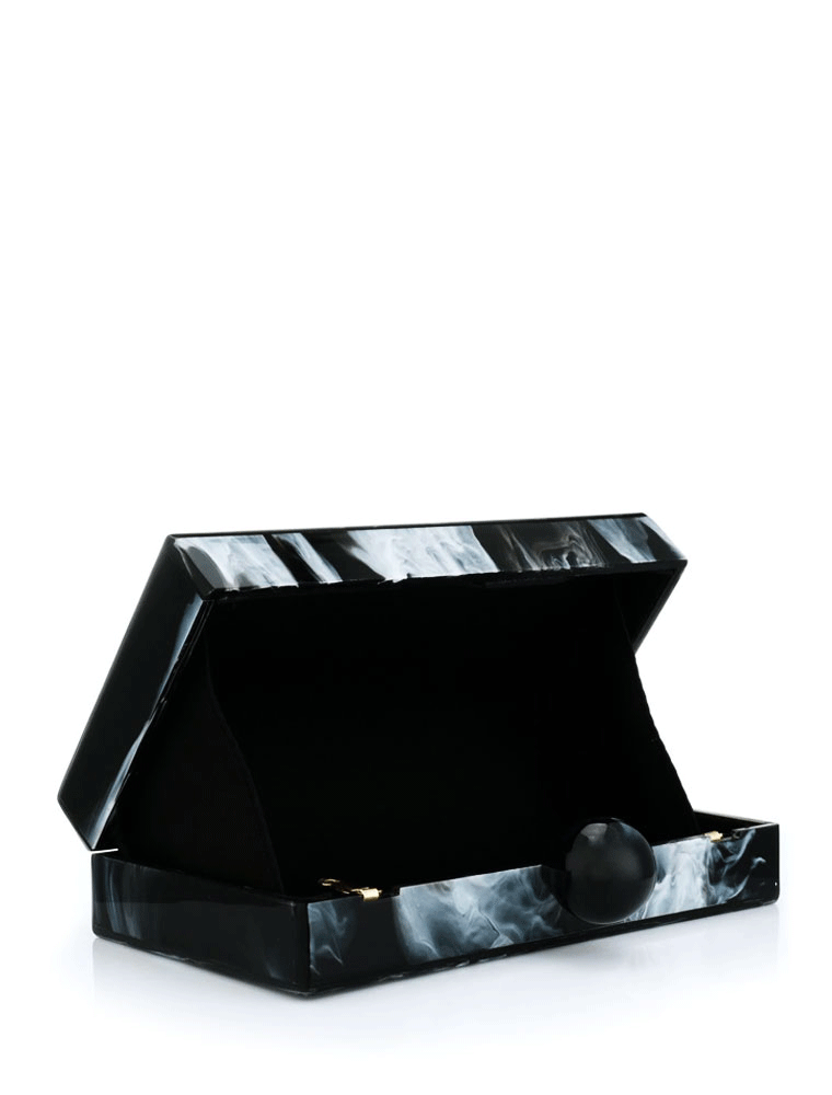 A.KOM // RECTANGULAR ACRYLIC CLUTCH BAG, MARBLED BLACK - Image 3
