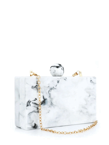 A.KOM // RECTANGULAR ACRYLIC CLUTCH BAG W/ ROUND NUB, BLACK/WHITE