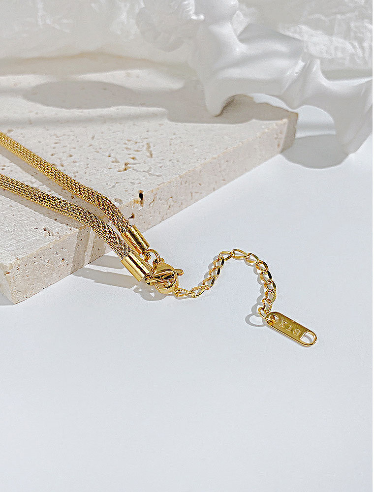 SE // SURGICAL STEEL CHAIN AND BALL GEOMETRIC NECKLACE, GOLD - Image 2