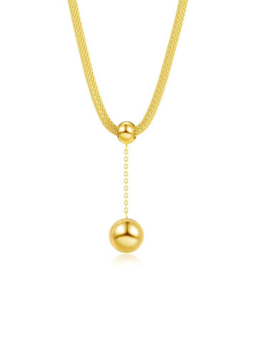 SE // SURGICAL STEEL CHAIN AND BALL GEOMETRIC NECKLACE, GOLD
