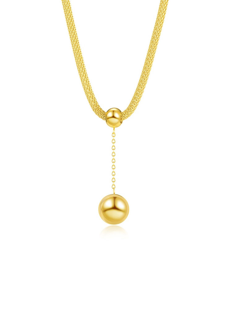 SE // SURGICAL STEEL CHAIN AND BALL GEOMETRIC NECKLACE, GOLD