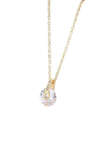 SE // SURGICAL STEEL NECKLACE W/ INLAID ZIRCON LETTER D, GOLD