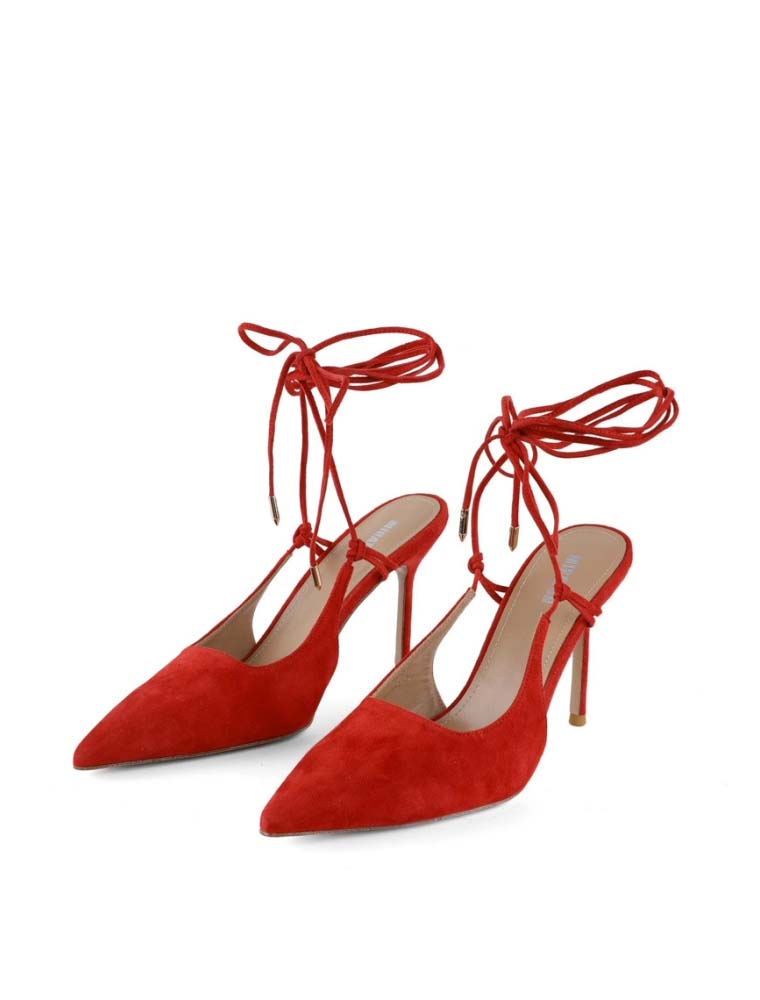 MIRATON // WOMEN'S LACE-UP POINTY TOE PUMPS, RED - Image 4