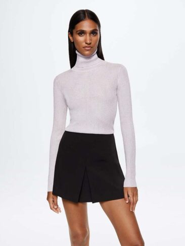 MNG // WOMEN’S LONG SLEEVE METALLIC TURTLENECK, LAVENDER