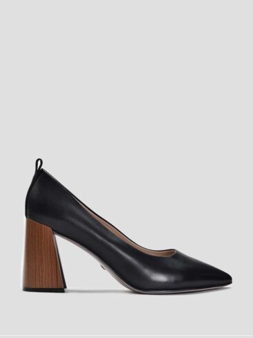 VITTO ROSSI // WOMEN’S WOODEN GEOMETRIC HEEL PUMPS, BLACK