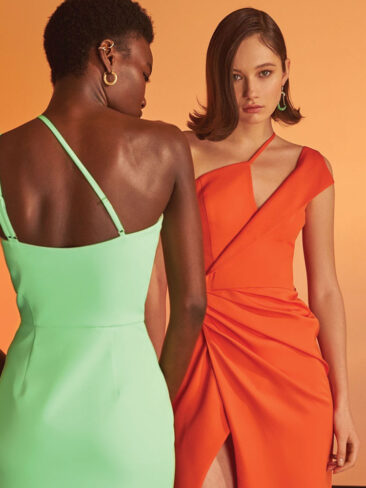 OM // “MILENA” COLLAR STRAP WRAP-UP DRESS, MINT