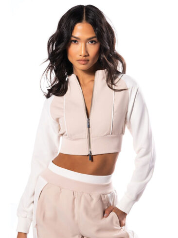 A.KOM // WOMEN’S ACTIVE ZIP-UP CROPPED SWEATSHIRT, PINK