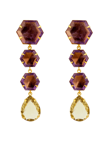 BOUNKIT // AMETHYST AND LEMON QUARTZ EARRINGS