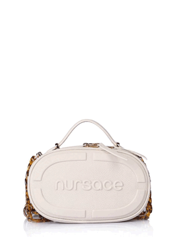 NURSACE // OVAL EMBROIDERED LOGO CROSSBODY BAG, CREAM