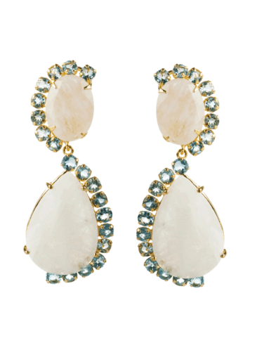 BOUNKIT // MOONSTONE AND BLUE QUARTZ WAVE EARRINGS